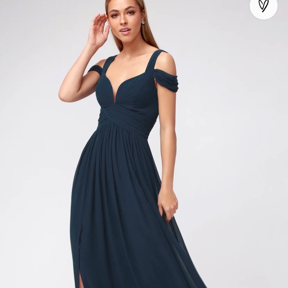 Ocean of Elegance Navy Blue Maxi Dress